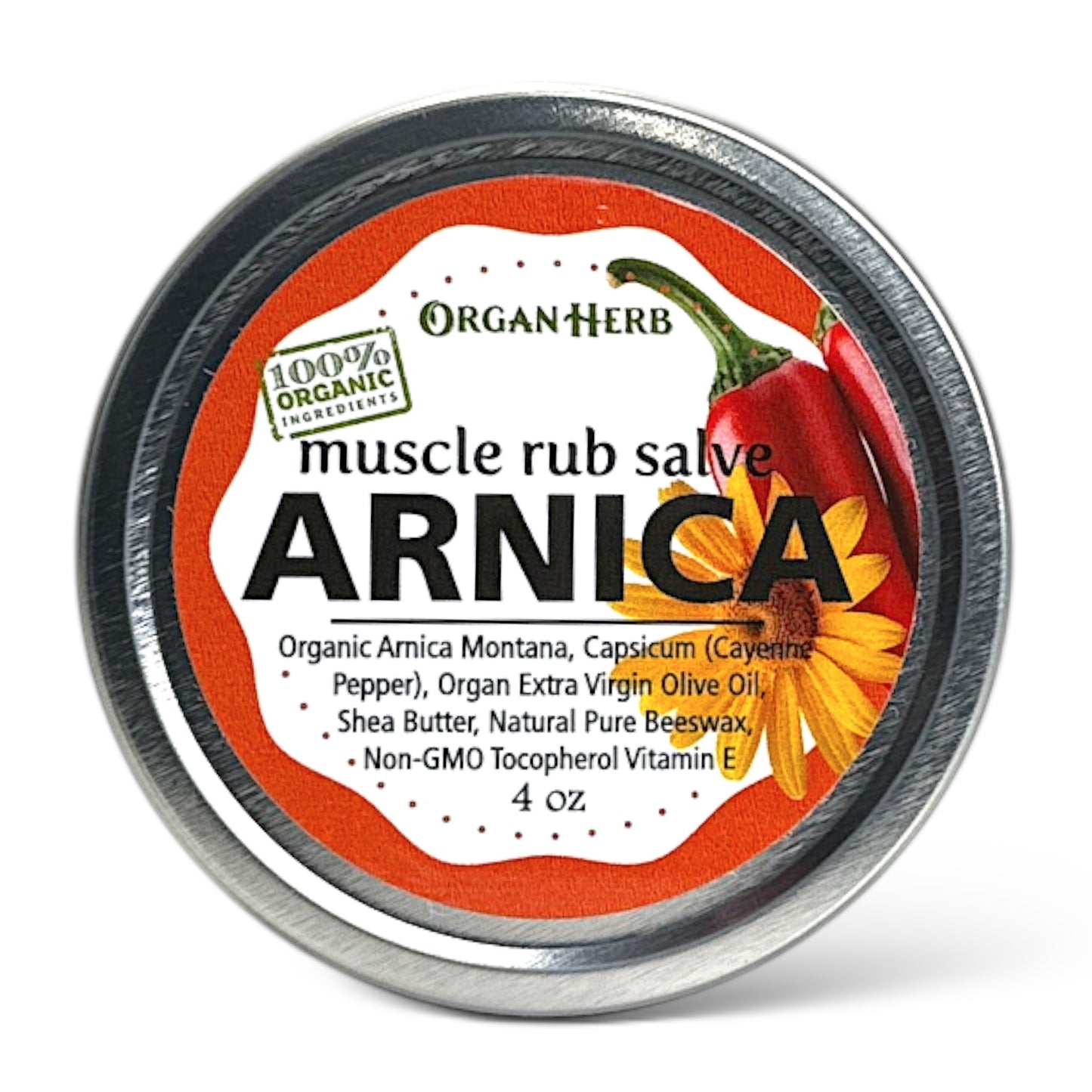 OrganHerb Organic Arnica and Capsicum Muscle Rub Salve 4 oz – Natural Relief for Muscles and Joints