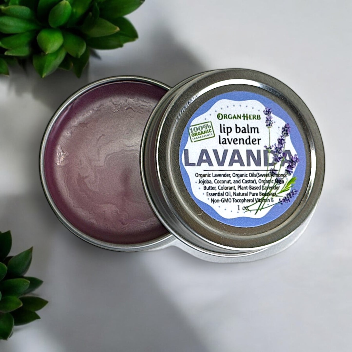 OrganHerb Organic Lavender Lip Balm 1 oz – Calming Hydration with Pure Lavender Essence